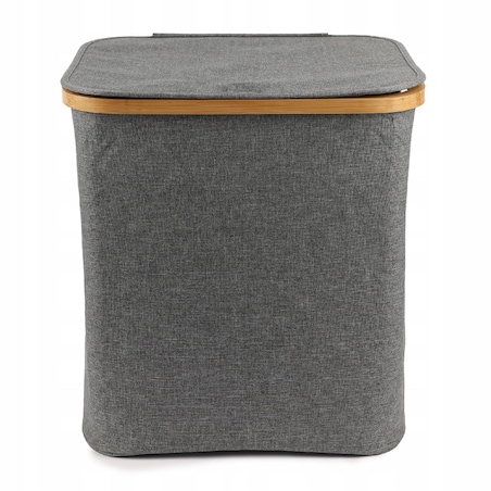 Kosz na pranie 60 L BAMBUSOWY składany szary