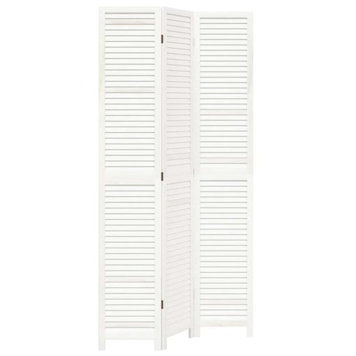 vidaXL Parawan pokojowy, 3-panelowy, biały, lite drewno paulowni