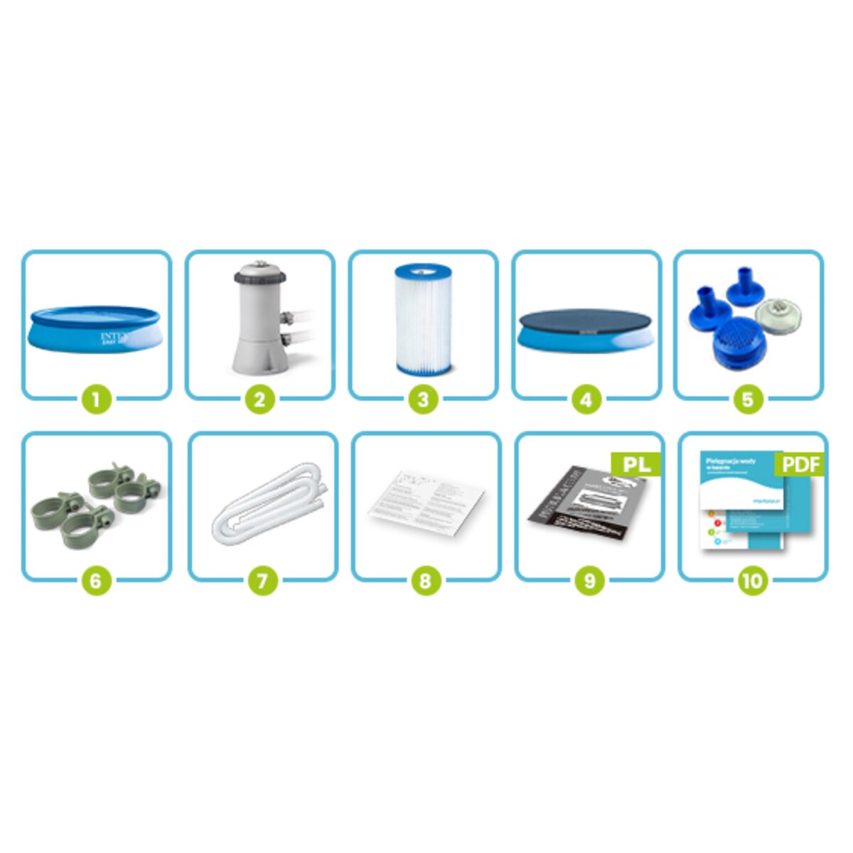 Basen ogrodowy rozporowy pompa 366x76 Intex 10w1