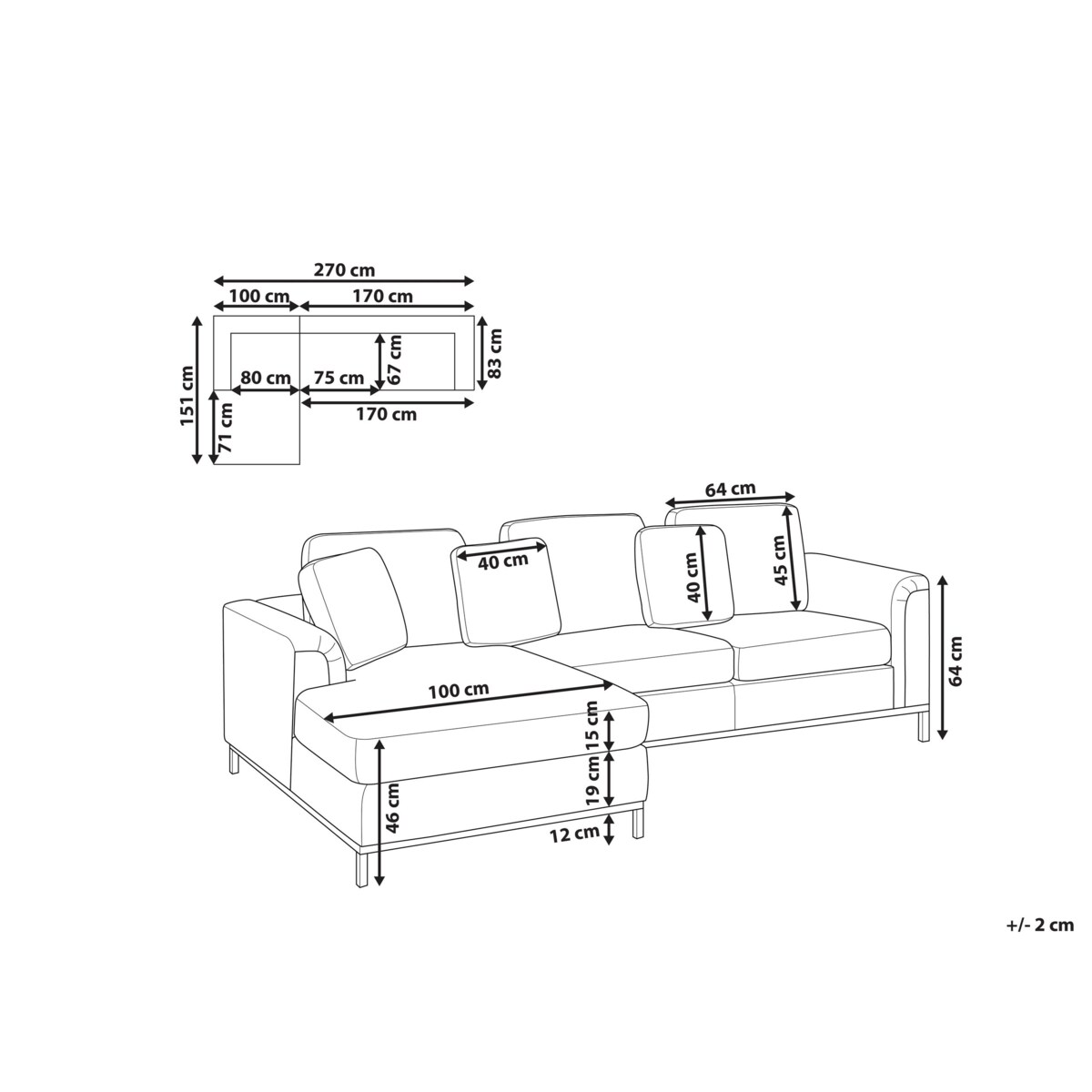 Narożnik skórzany prawostronny brązowy OSLO