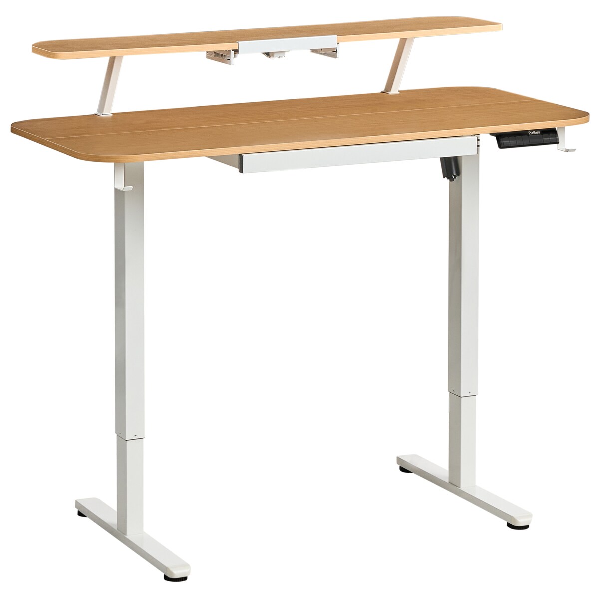 Biurko regulowane elektrycznie WILBANKS Jasny brąz/ biały 120 cm 60 cm Z portem USB