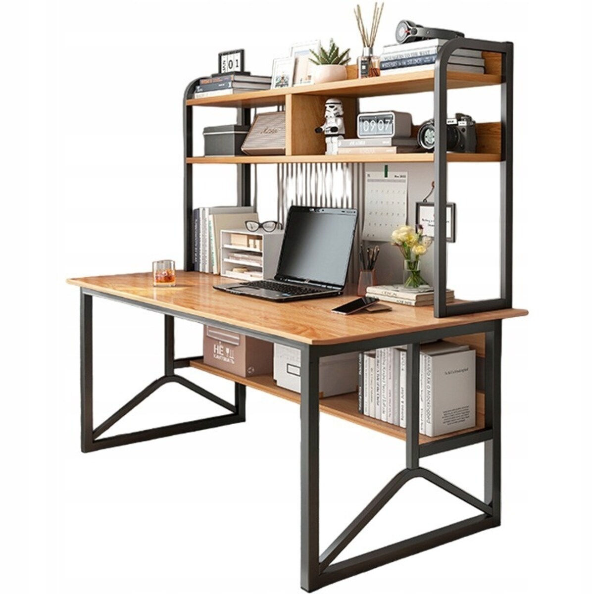 Biurko komputerowe ciemny buk pod laptop loft gamingowe nowoczesne 120 cm