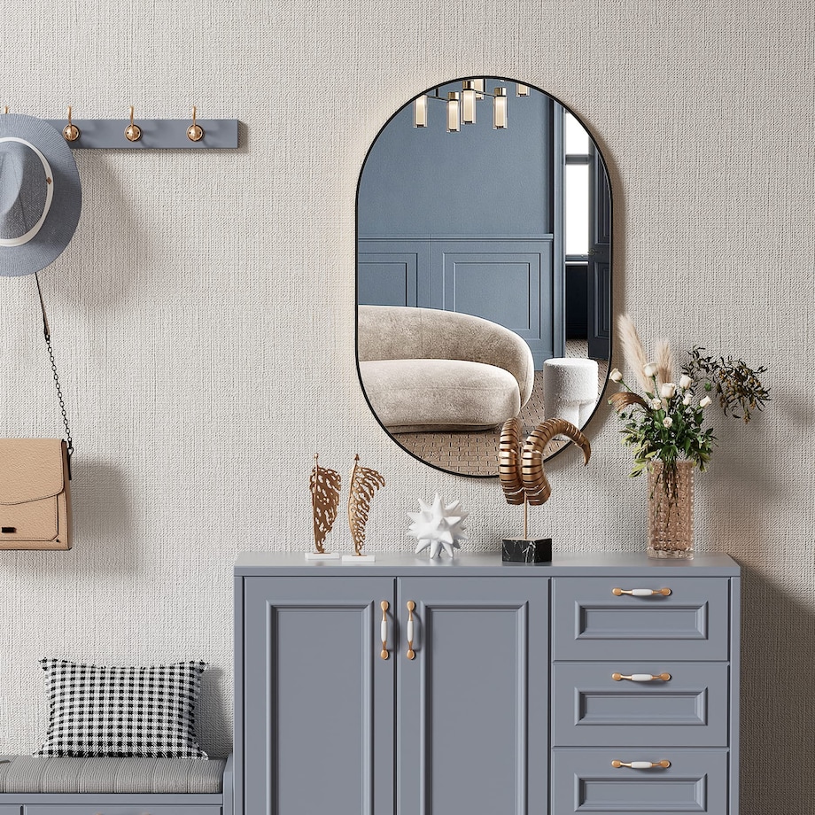 Lustro Owalne 100X50 Cm Czarna Rama