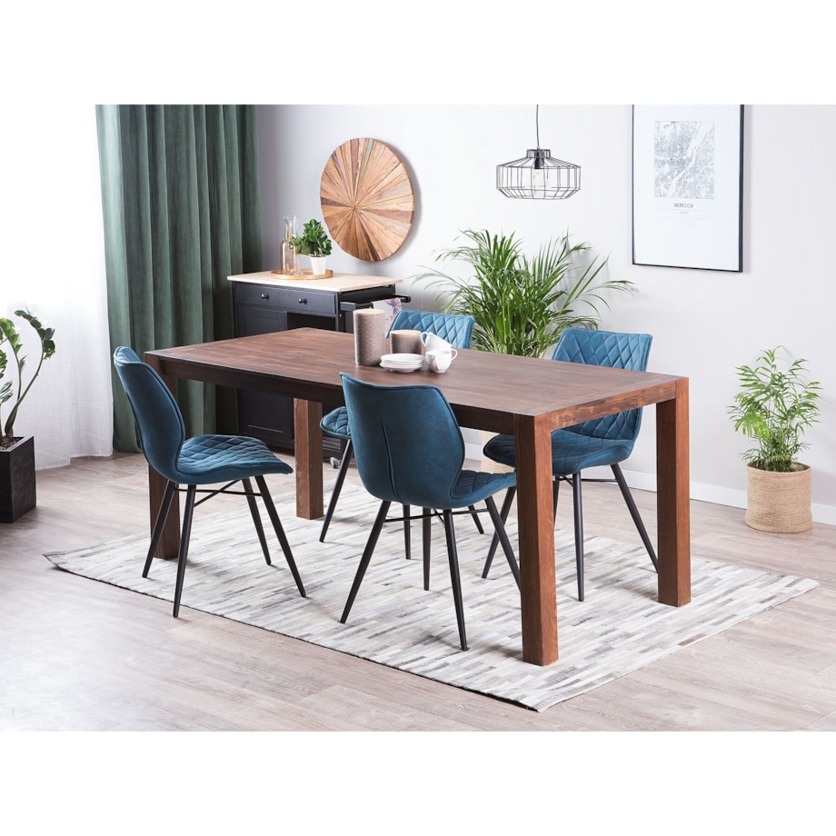 Stół do jadalni dębowy 180 x 85 cm ciemne drewno NATURA