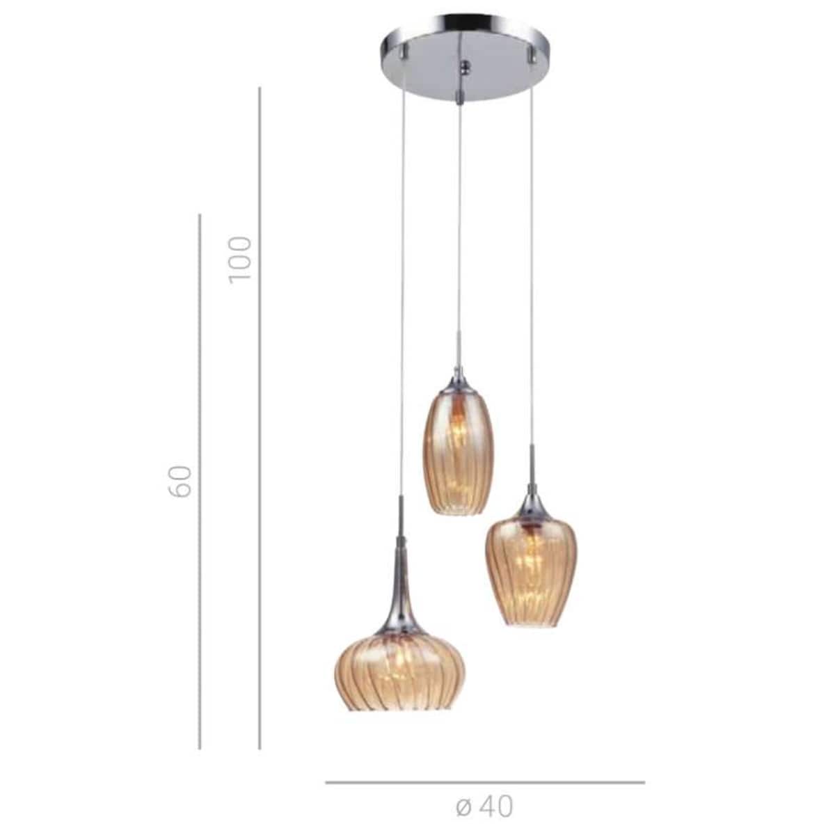 LAMPA wisząca MARANO MDM2289/3B Italux szklana OPRAWA kaskada ZWIS glamour chrom herbaciana