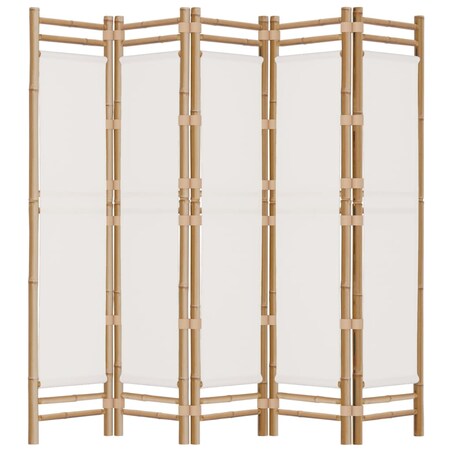 vidaXL Składany parawan 5-panelowy, 200 cm, bambus i płótno