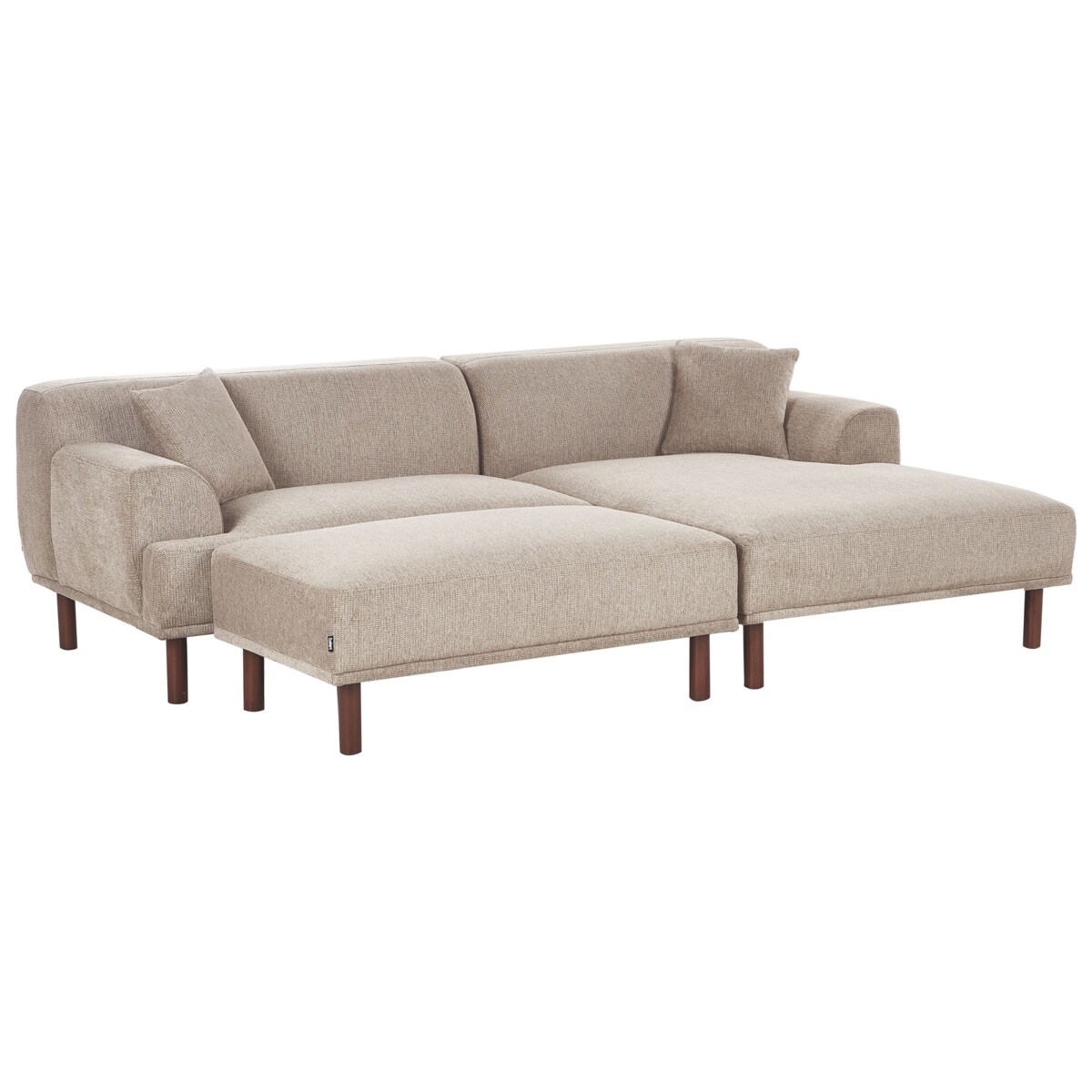 Sofa narożna lewostronna z otomaną HOLT Beżowoszary Lewostronny