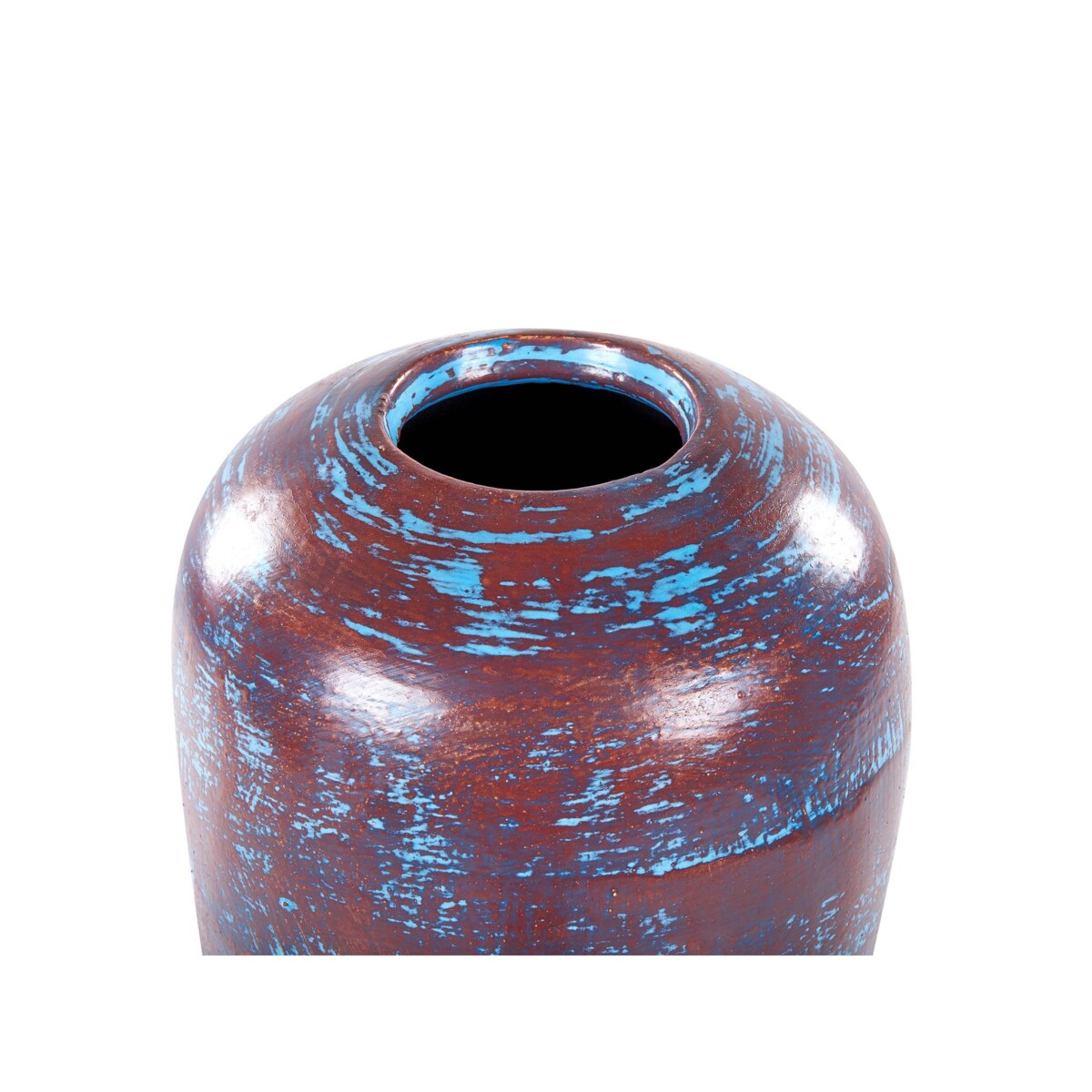 Wazon dekoracyjny z terakoty 59 cm brązowo-niebieski DOJRAN