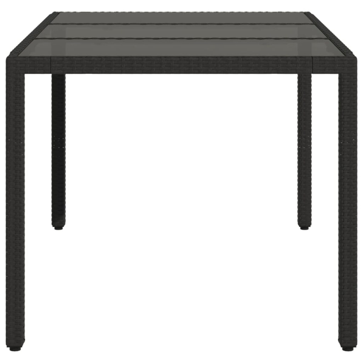 vidaXL Stół ogrodowy ze szklanym blatem, czarny, 150x90x75cm rattan PE