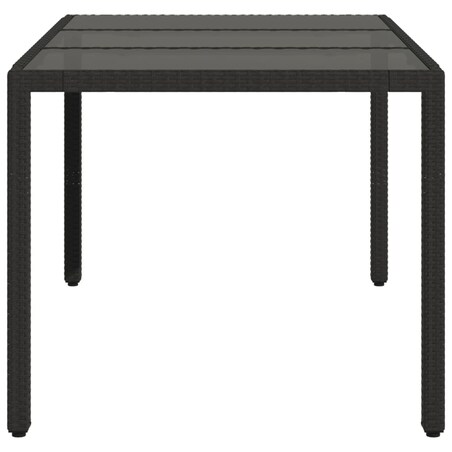 vidaXL Stół ogrodowy ze szklanym blatem, czarny, 150x90x75cm rattan PE
