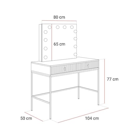Toaletka MIDNIGHT ELITE z lustrem LED na stelażu, czarna