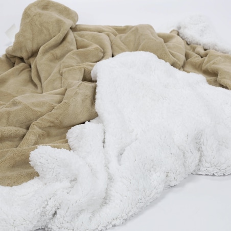 Koc dwustronny poliestrowy 130x170 cm Beige e Bianco