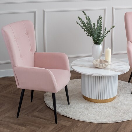 Fotel do salonu wypoczynkowy uszak różowy welurowy wygodny tapicerowany