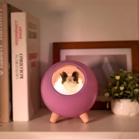 Lampka nocna dla dzieci z chomikiem - fioletowa