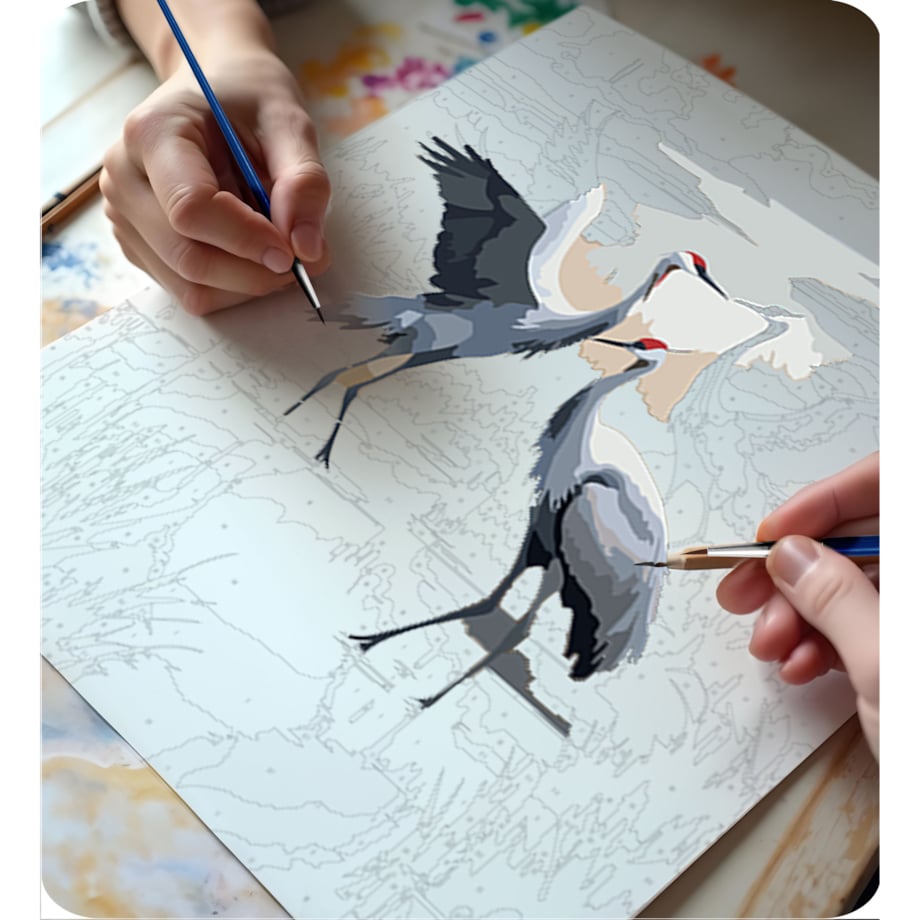 Malowanie po numerach obraz z ramą 40x50 Żurawie Massido