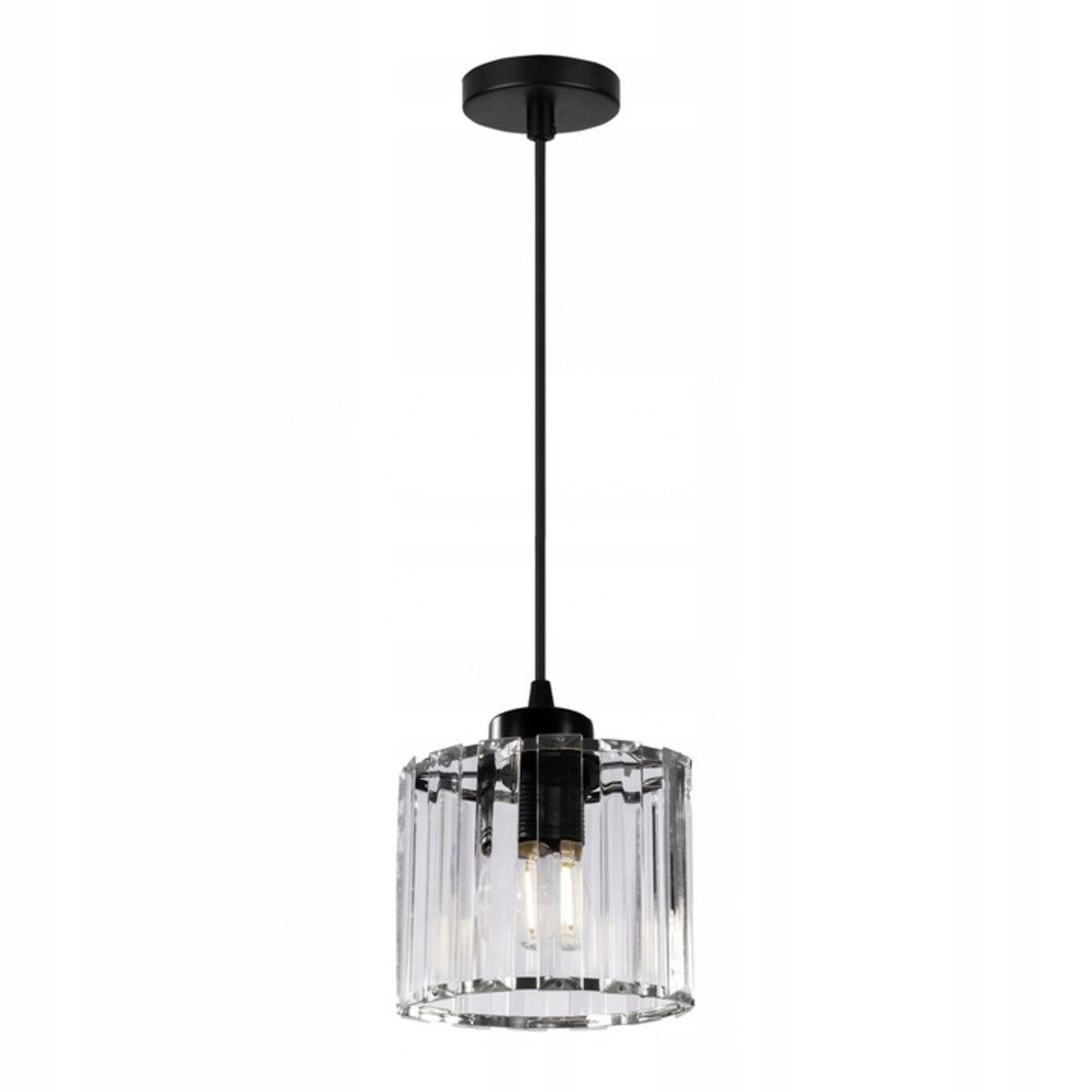 Lampa Sufitowa Wisząca Kryształ Czarna Glamour