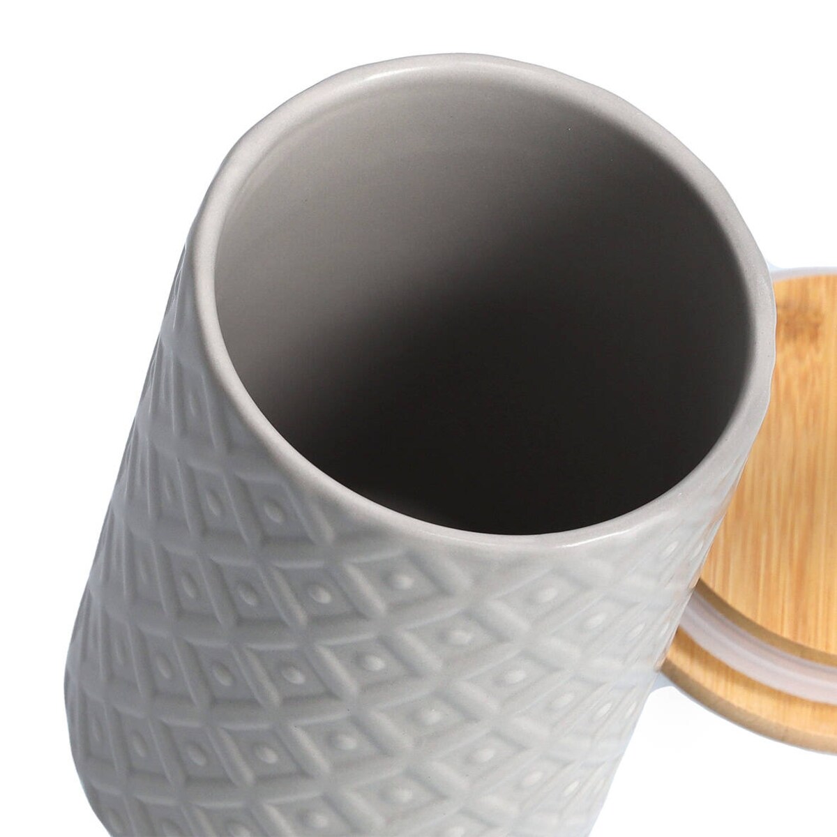 Żłobiony, ceramiczny słoik z wieczkiem, na produkty sypkie, 770 ml