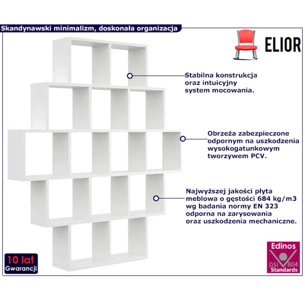 Biały regał otwarty wiszący lub stojący - Naviso