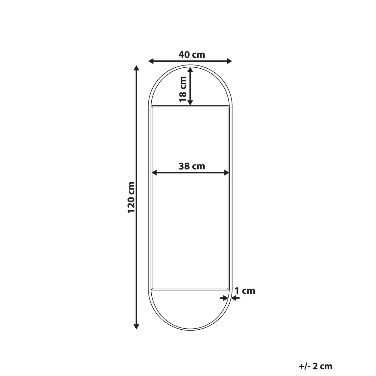 Metalowe lustro ścienne 40 x 120 cm czarne VALLERY