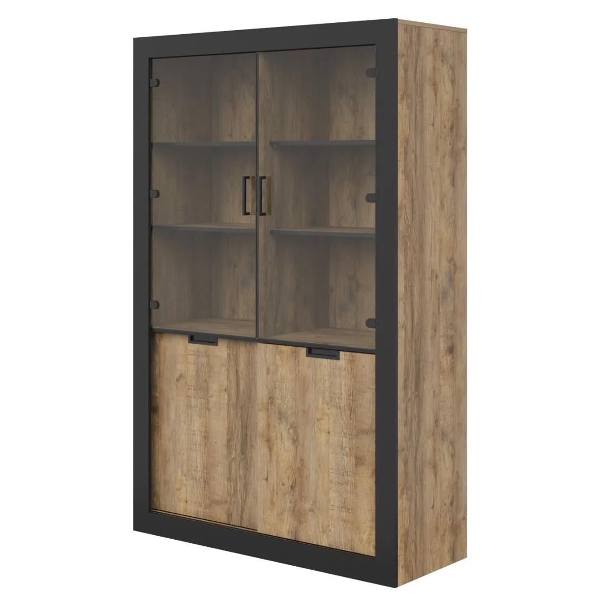 Witryna wysoka DADES 4D 120cm dąb samdal/czarny mat