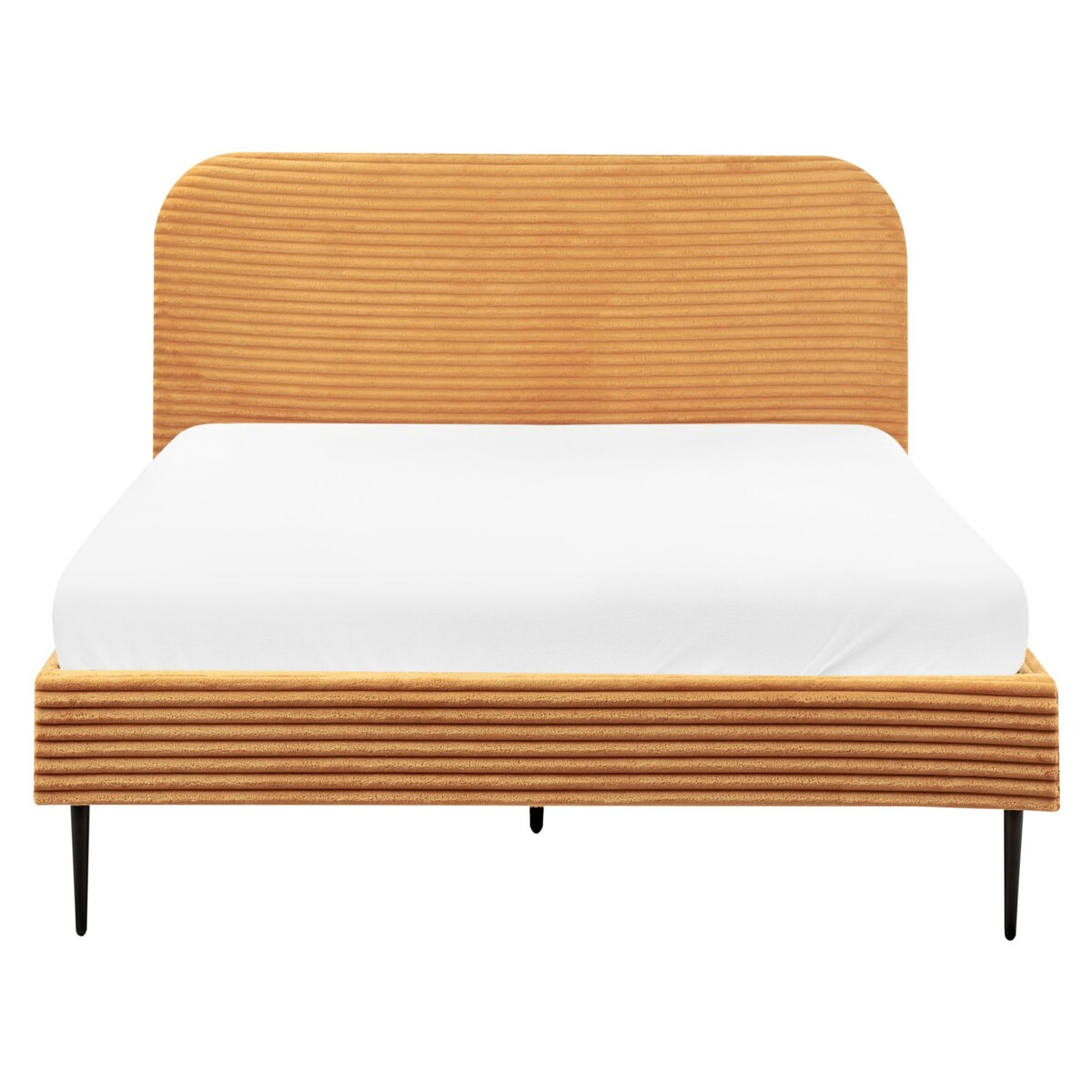 Łóżko Sztruks FLAYAT 140 x 200 cm Pomarańczowy