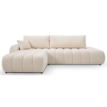 Narożnik z funkcją spania ALOO, lewostronny, tkanina boucle-kremowa