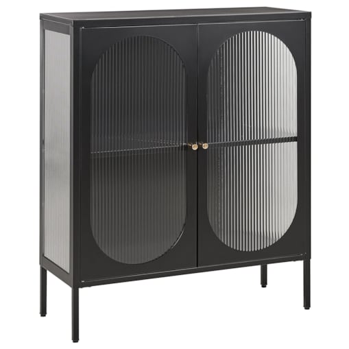 Szafka dwudrzwiowa metalowa ze szklaną gablotą czarna SARRE