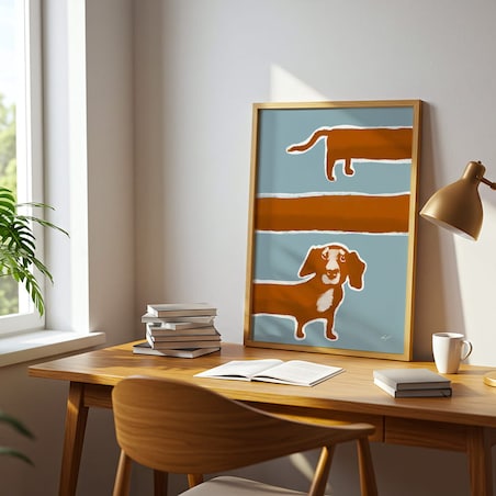 plakat długi pies 70x100