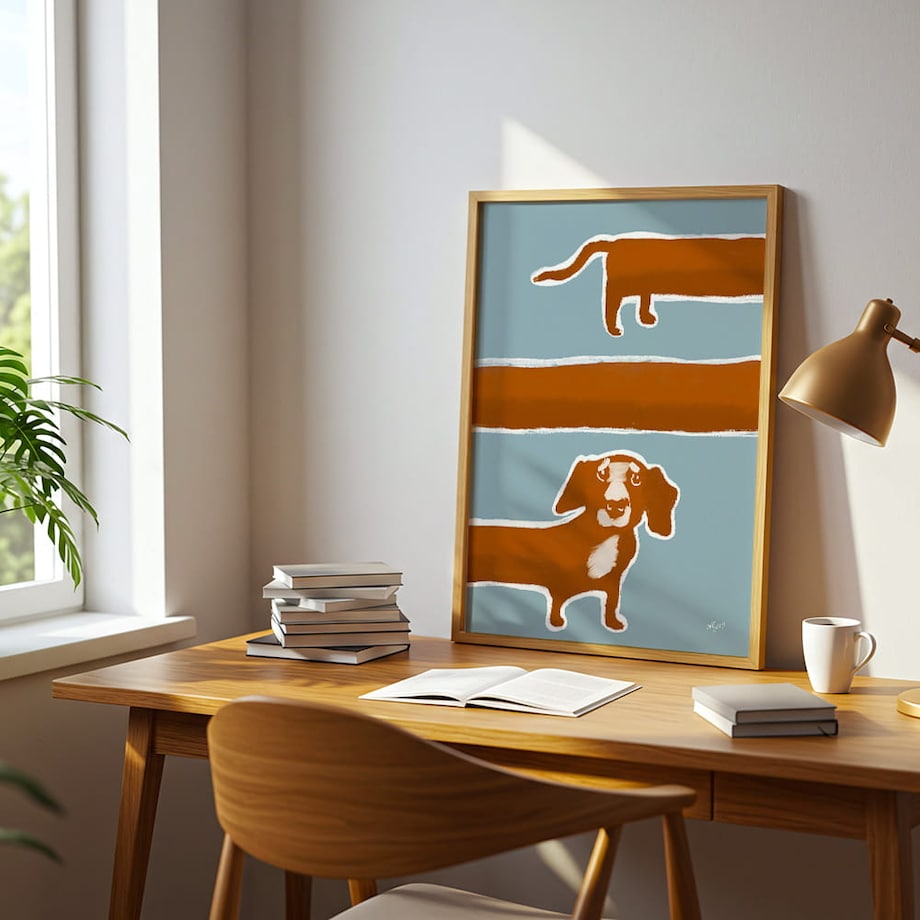 plakat długi pies 70x100