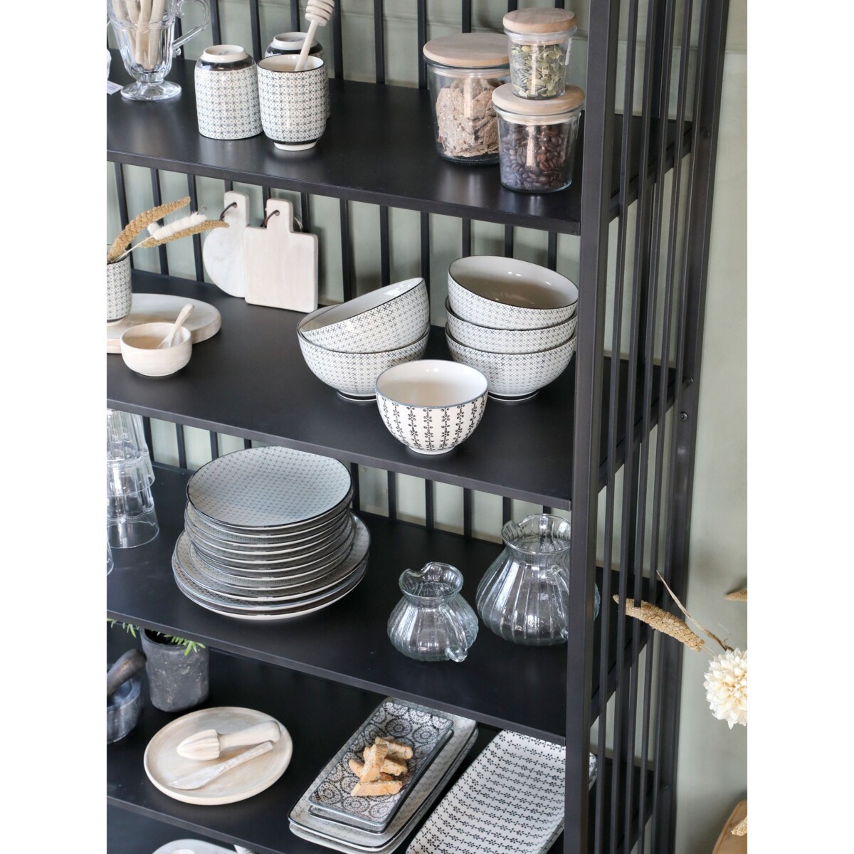 Regał metalowy, antyczna czerń, 195x95x38 cm