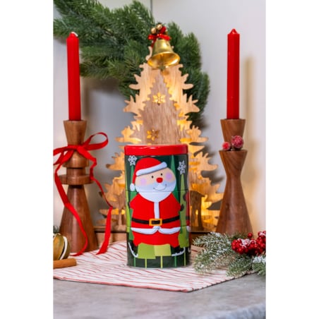 Puszki metalowe ozdobne, motyw Świętego Mikołaja, 3 poziomy
