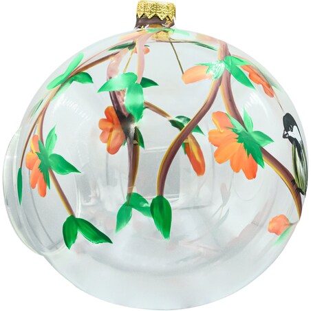 Bombka choinkowa: Lampion: ptak i kwiaty