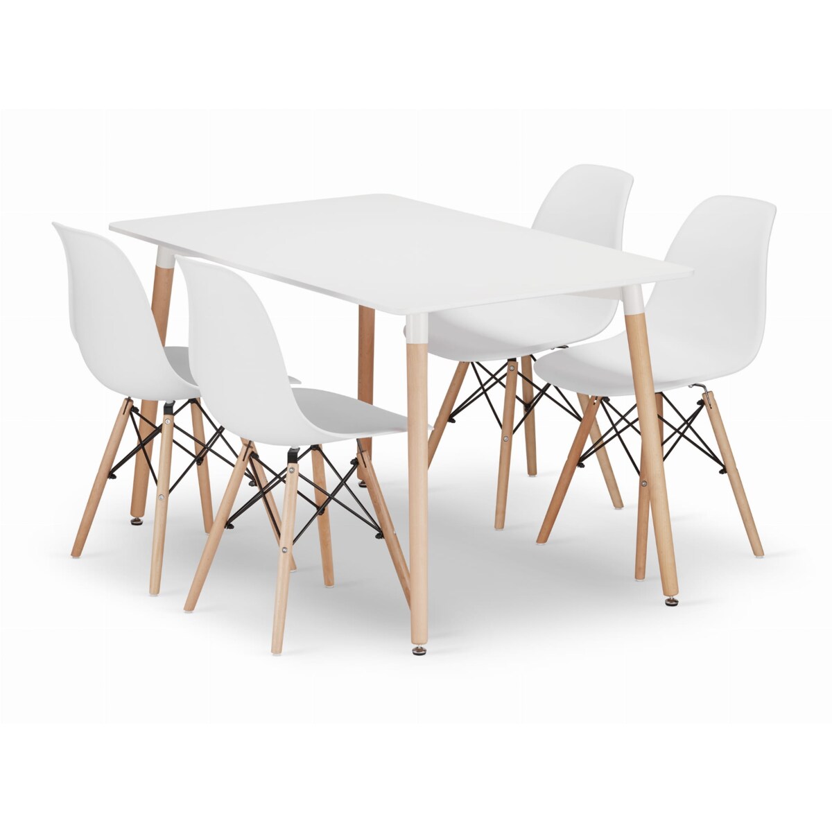 Zestaw Stół Do Jadalni Kuchni Salonu Biura Prostokątny Adria 120X80 Biały + 4 Krzesła Osaka Białe