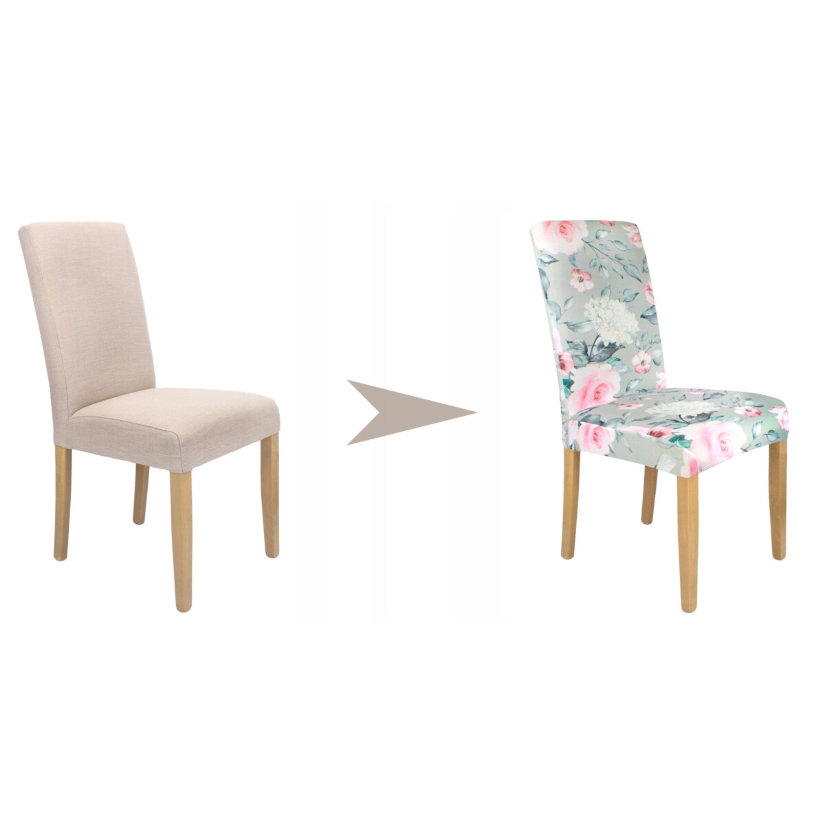 POKROWIEC NA KRZESŁO SZARY KWIATY RÓŻE WZORY ELASTYCZNY [21CU]