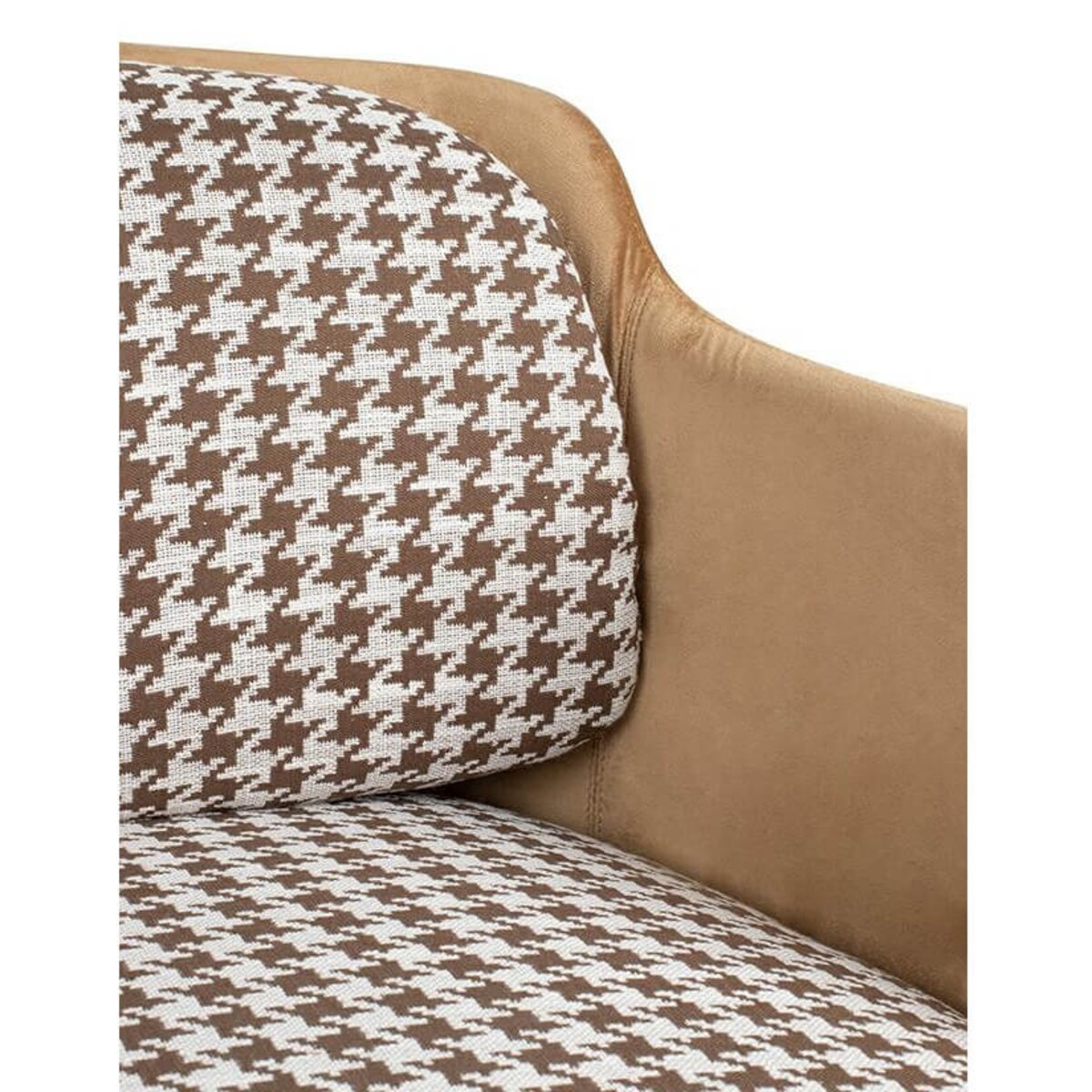 Wygodny fotel do salonu Venice KH1501100158 pepitka brązowy złoty, King Home