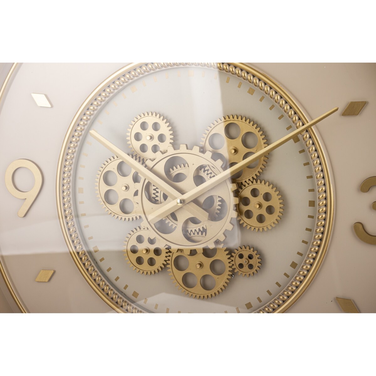 Zegar ścienny metalowy 55,5x55,5x8,5 cm OROGLIO beżowy