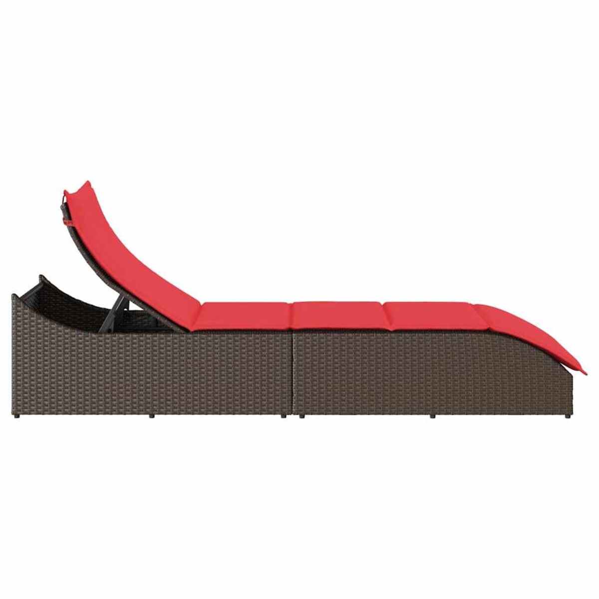 vidaXL Składany leżak z poduszką i schowkiem Brązowy polirattan