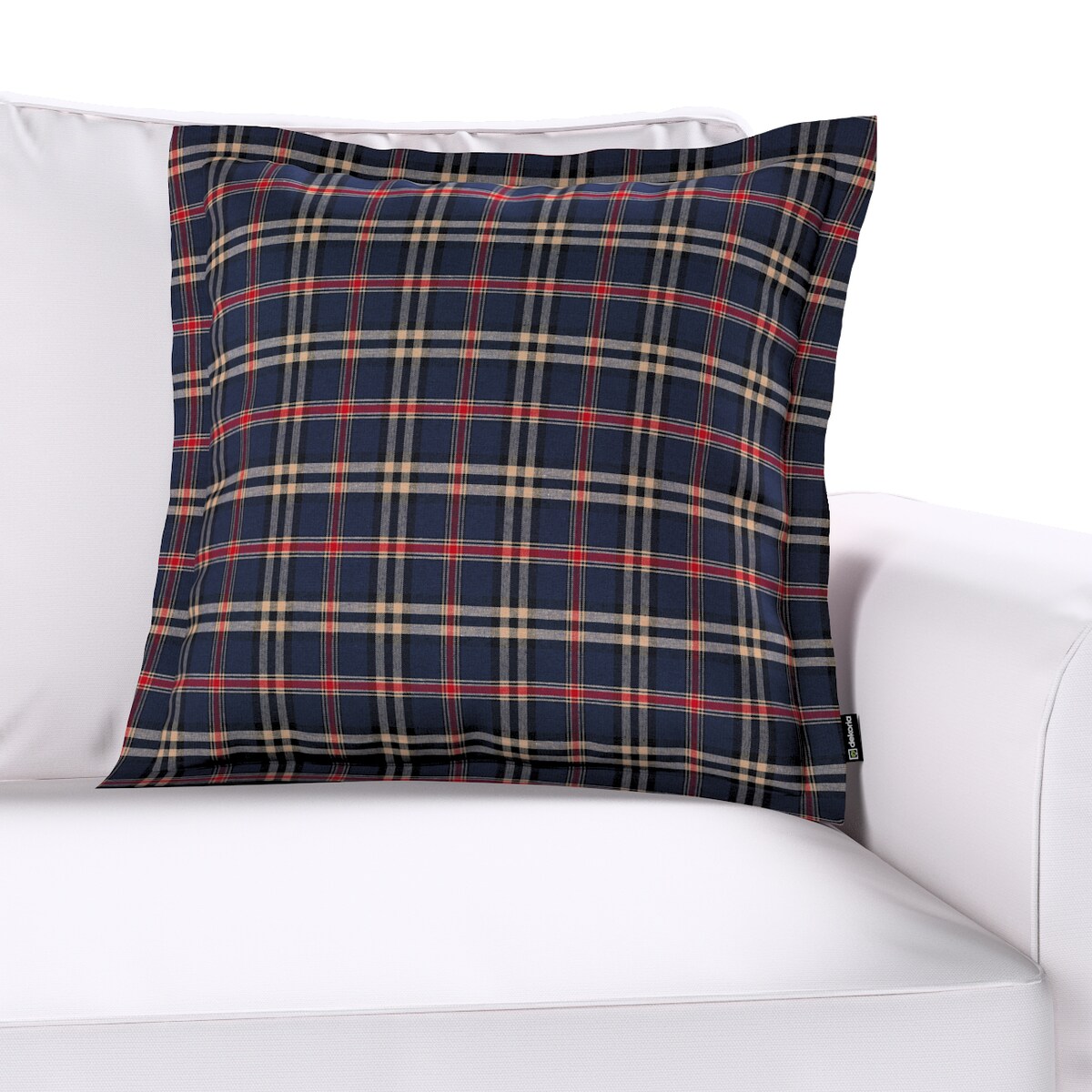 Poszewka Mona na poduszkę 45x45 granatowo-czerwona kratka