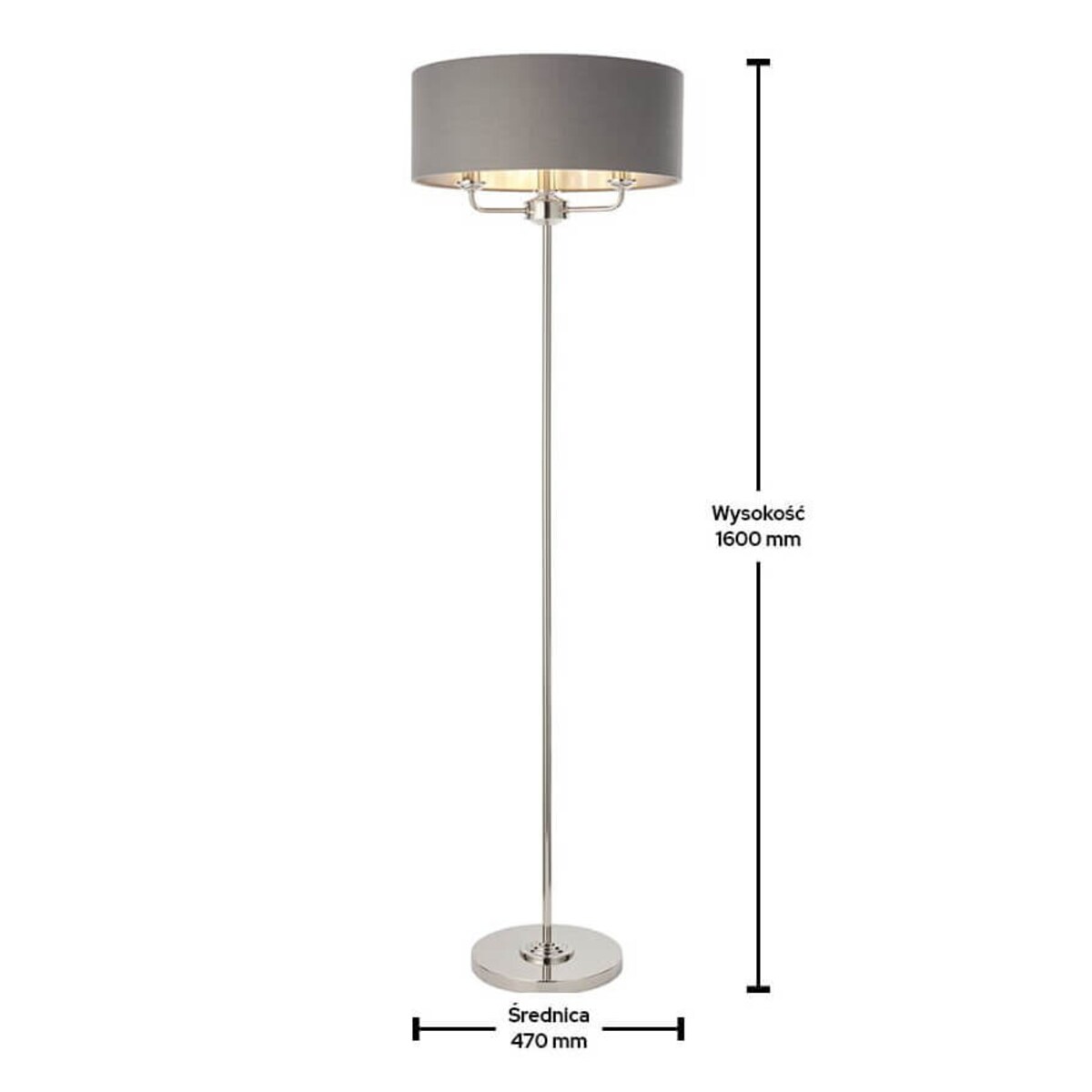 Stojąca lampa z abażurem Highclere 94378 Endon klasyczna szara nikiel
