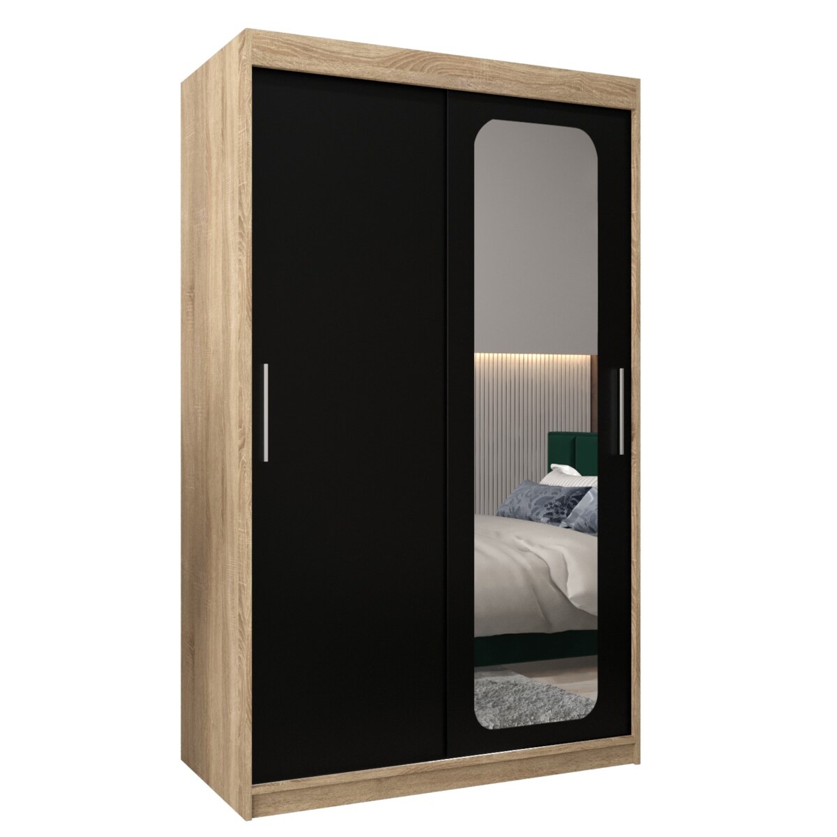 Szafa przesuwna Garderoba PROMO T2 120 sonoma/czarny