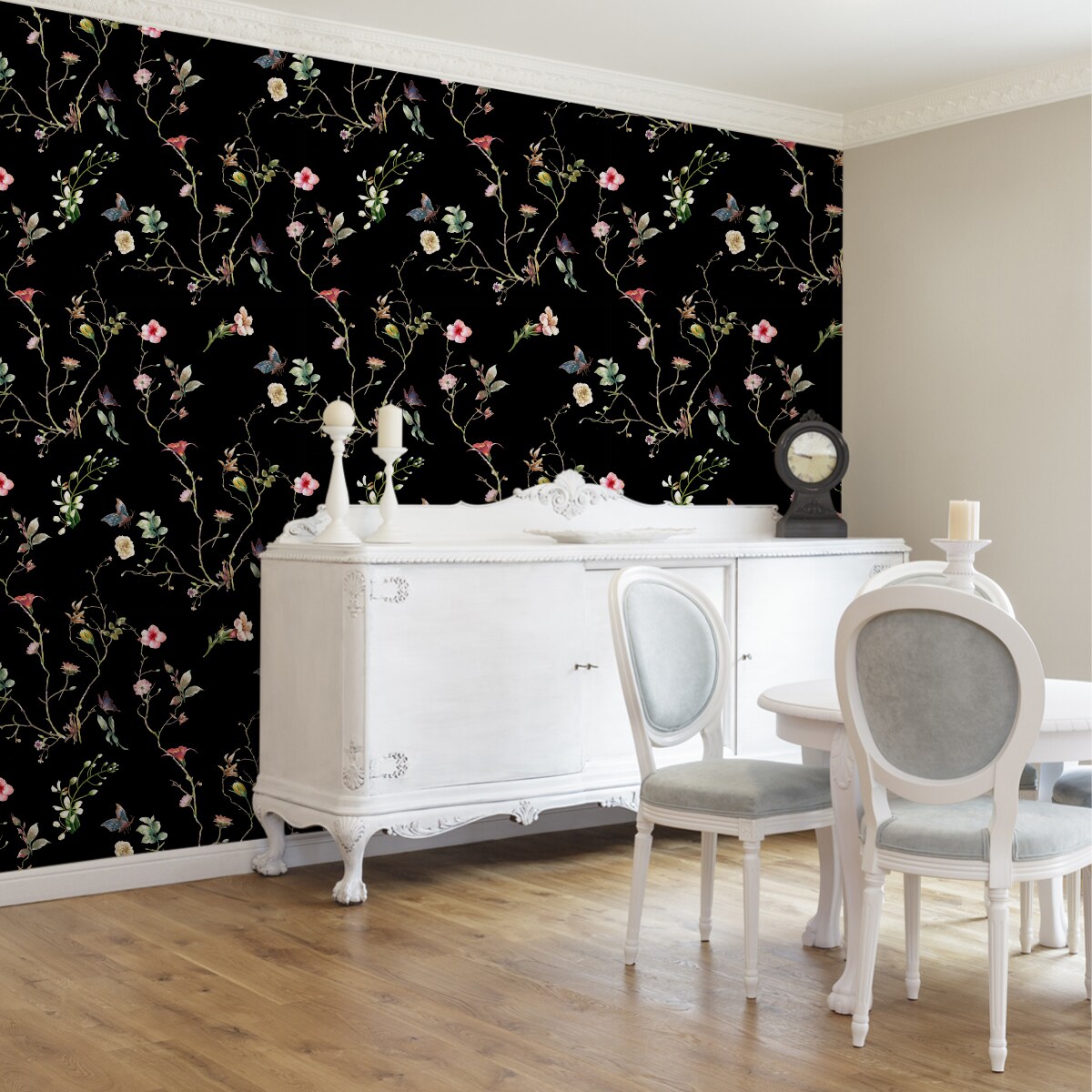 Tapeta kolorowe kwiaty i motyle