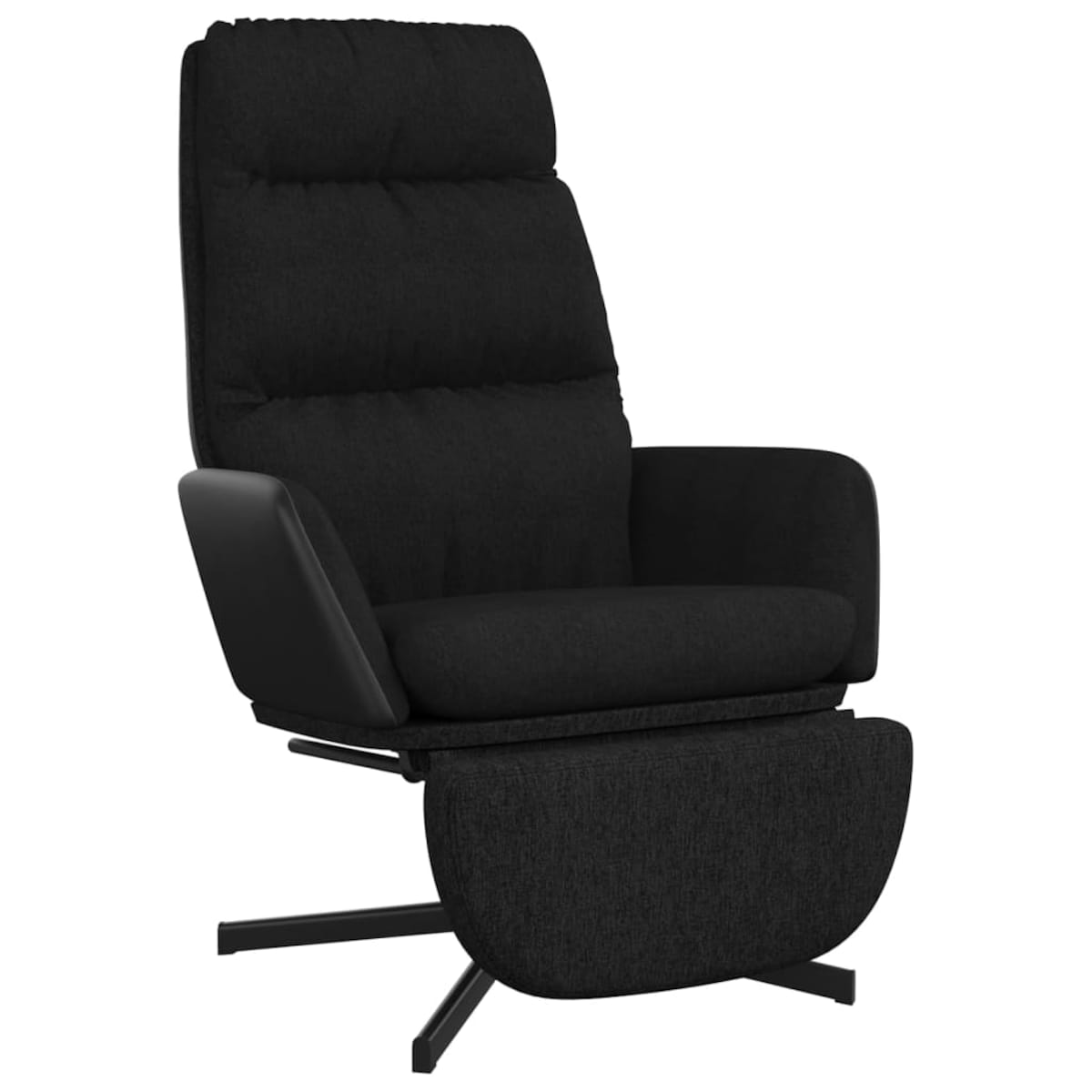 vidaXL Fotel z podnóżkiem, czarny, obity tkaniną