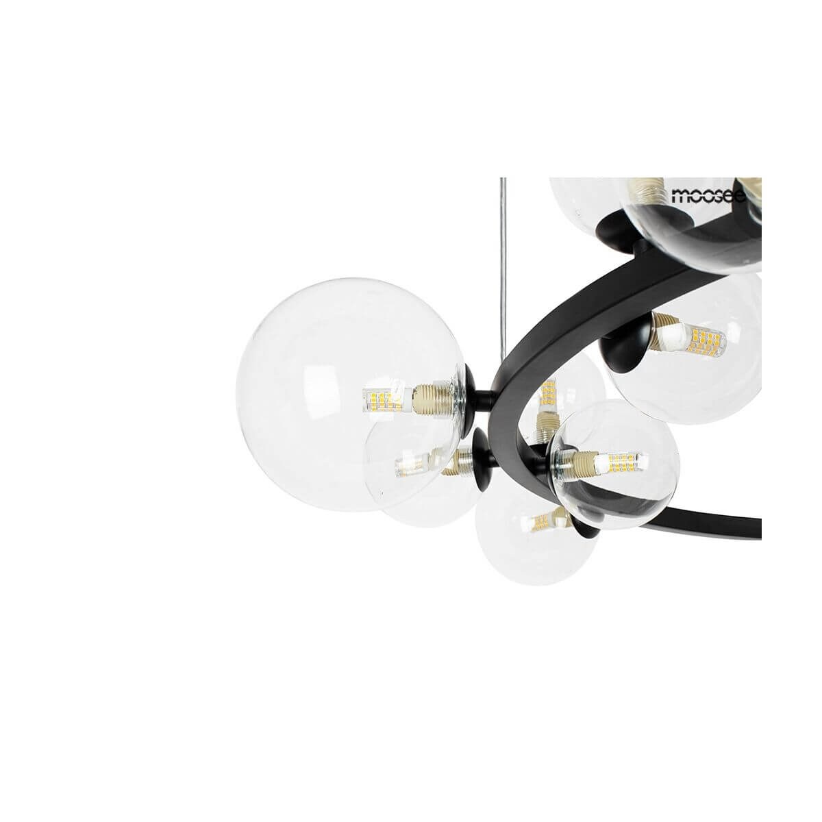 Okrągła lampa wisząca Alure szklane bąbelki ring czarny