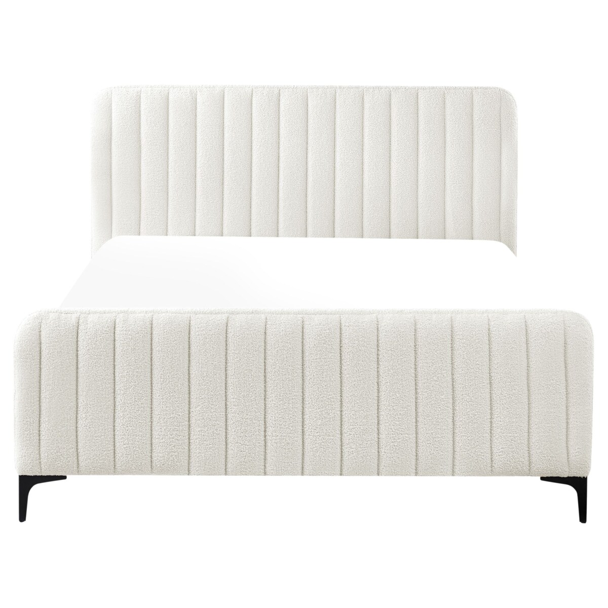 Łóżko Boucle LUNAN 140 x 200 cm Złamana biel