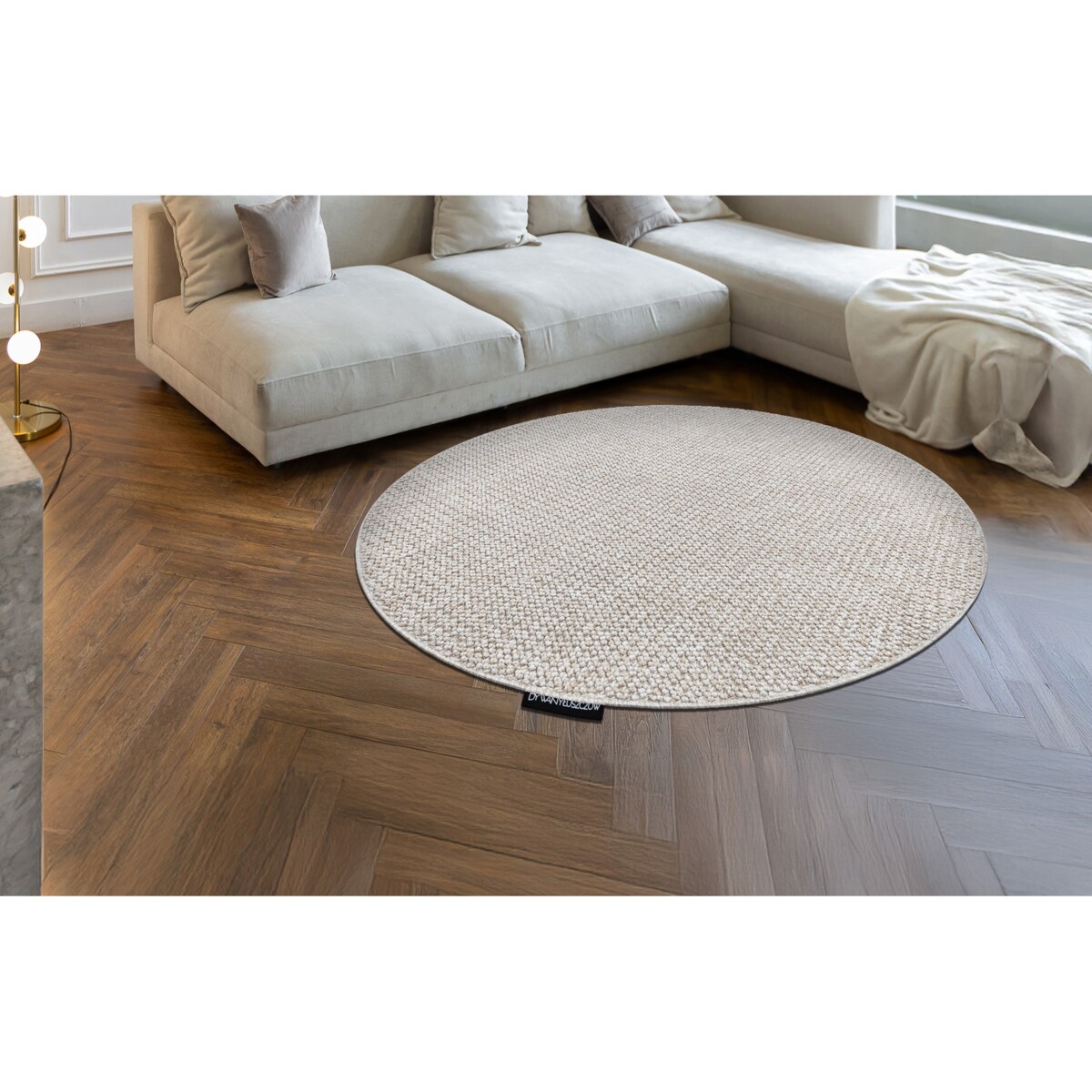 Dywan CASABLANCA LOOP koło beż pętelkowy, koło 133 cm