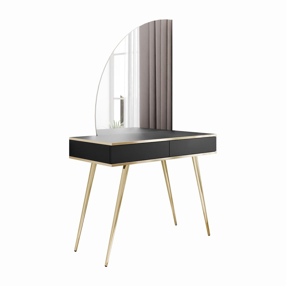 Toaletka OXFORD z lustrem i oświetleniem LED, lewa, czarna