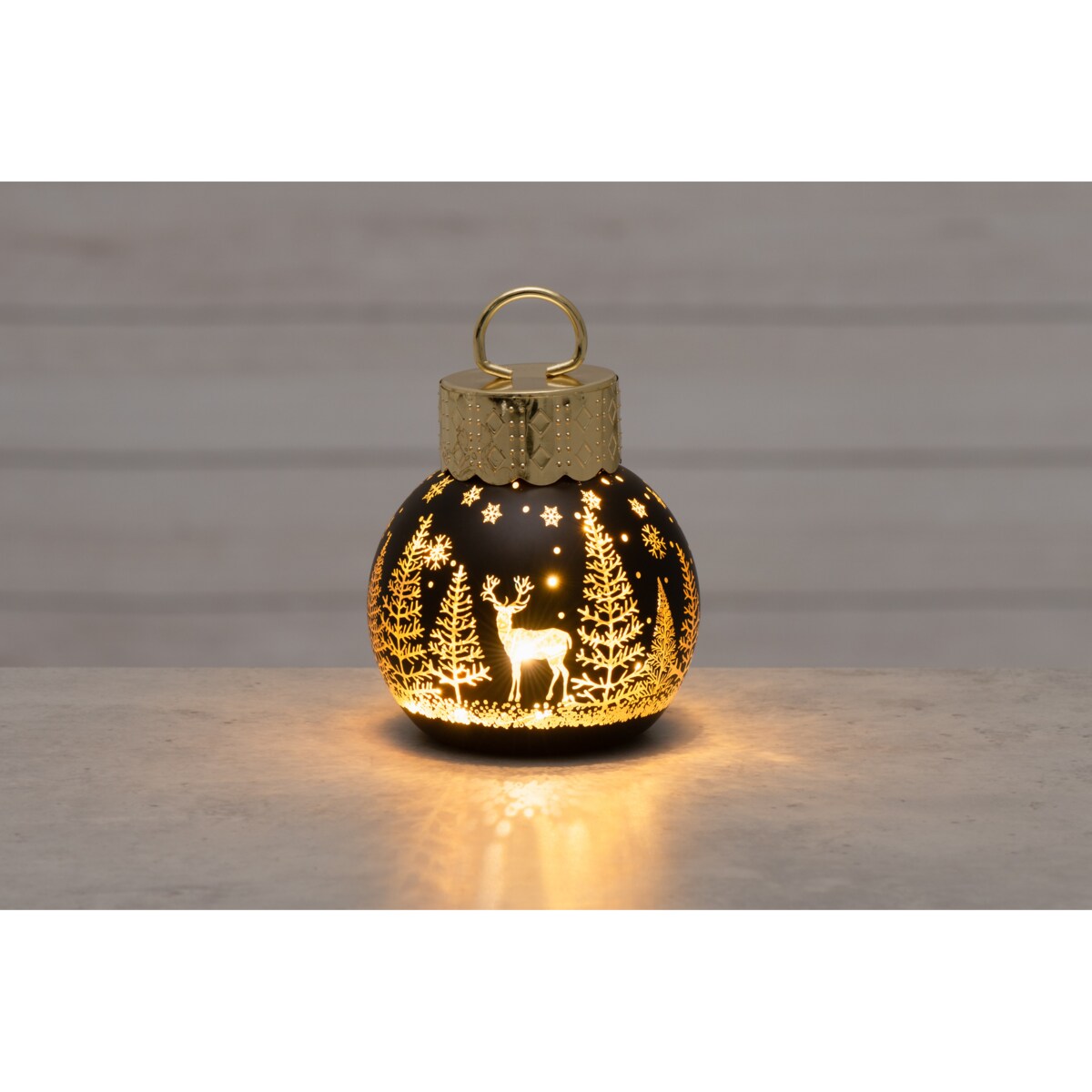 Lampka LED w kształcie bombki z reniferem, Ø 10 cm