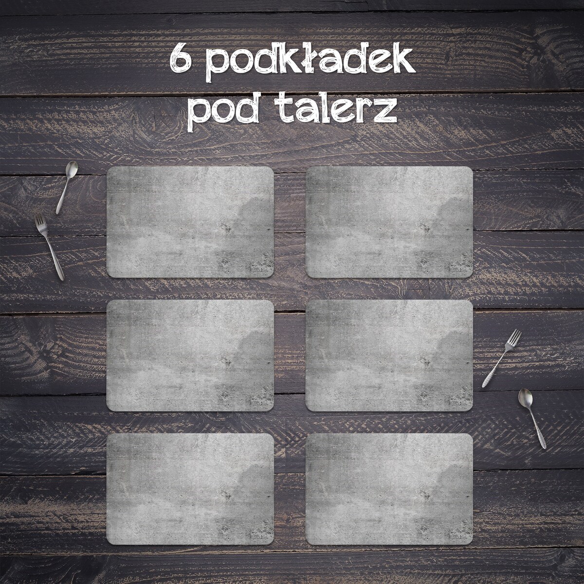 Komplet mat pod talerz Szary kamień, 6 szt. 45x30cm