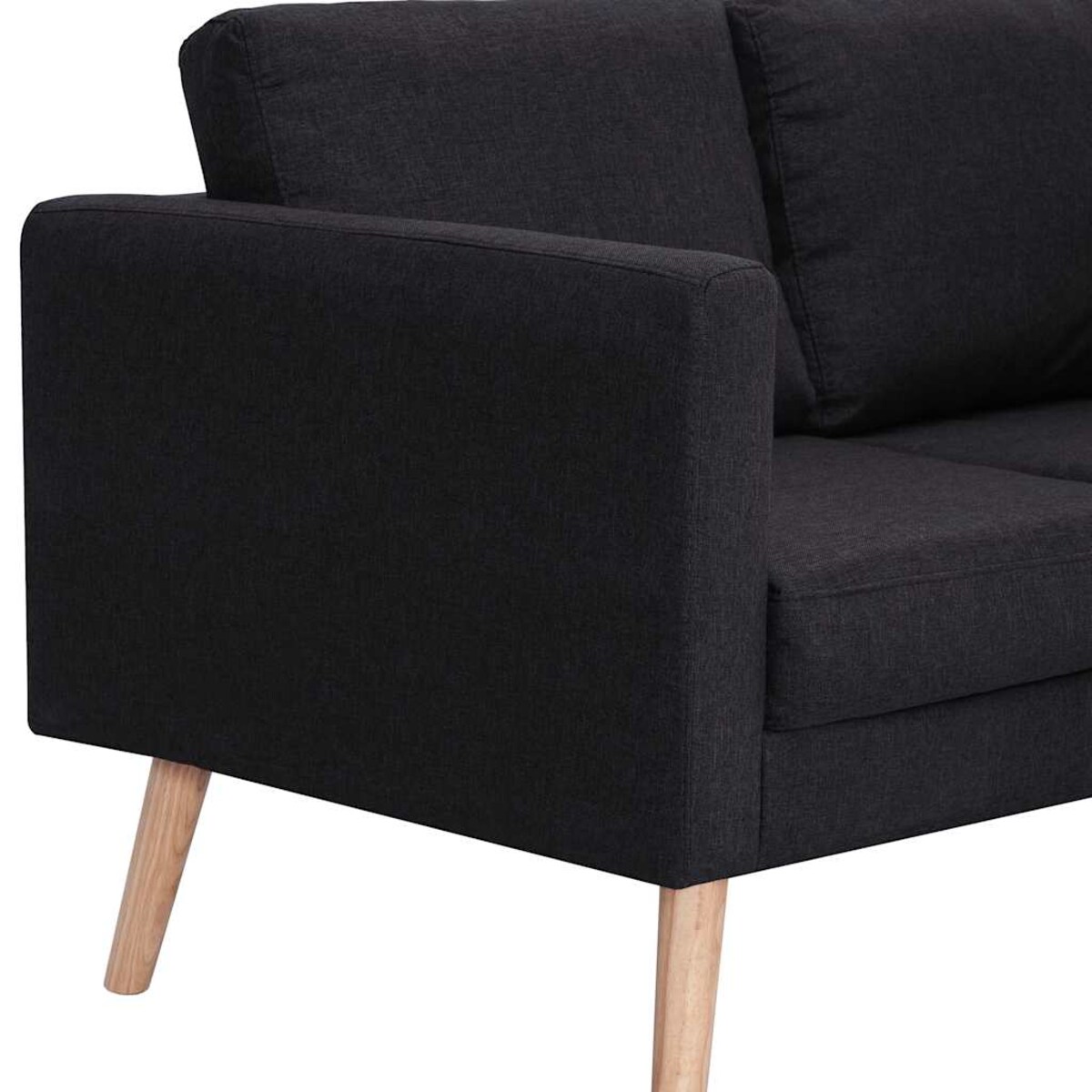 vidaXL 3-osobowa sofa tapicerowana tkaniną, czarna