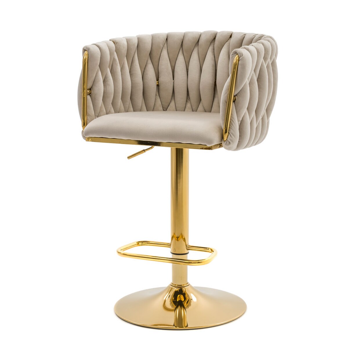Hoker Krzesło barowe do kuchni stołek barowy ROSA GOLD kaszmirowy welurowy
